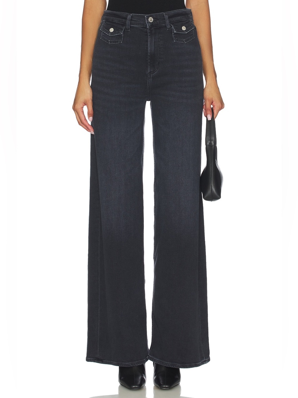 Citizens of Humanity Issy Wide Leg Jeans Washed Black High Rise Size 26